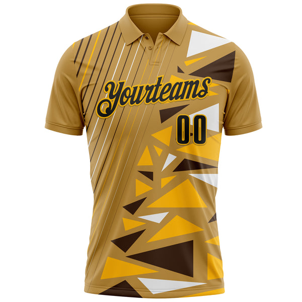 Custom Old Gold Black-Gold Esports Performance Polo Shirt
