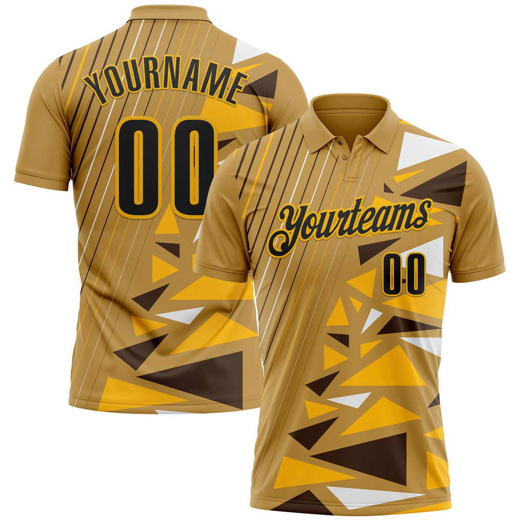 Custom Old Gold Black-Gold Esports Performance Polo Shirt