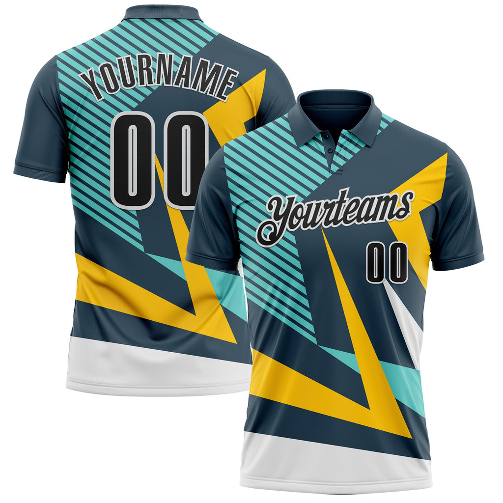 Custom Blue Black Yellow-White Esports Performance Polo Shirt