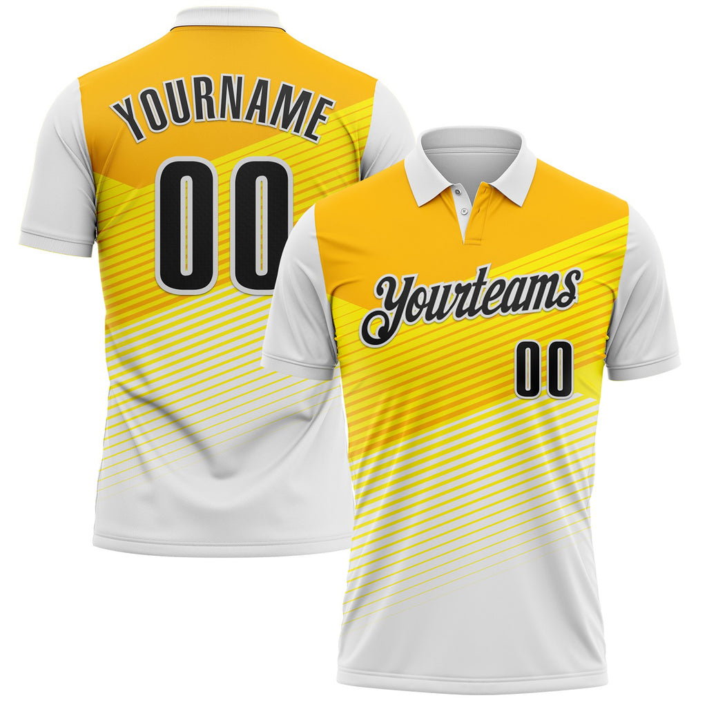 Custom White Black-Yellow Esports Performance Polo Shirt