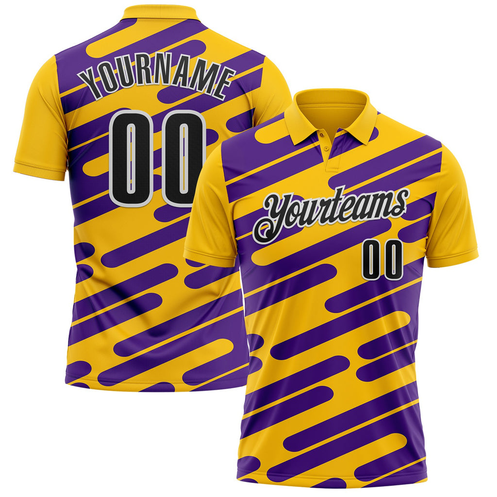 Custom Yellow Black Purple-White Esports Performance Polo Shirt