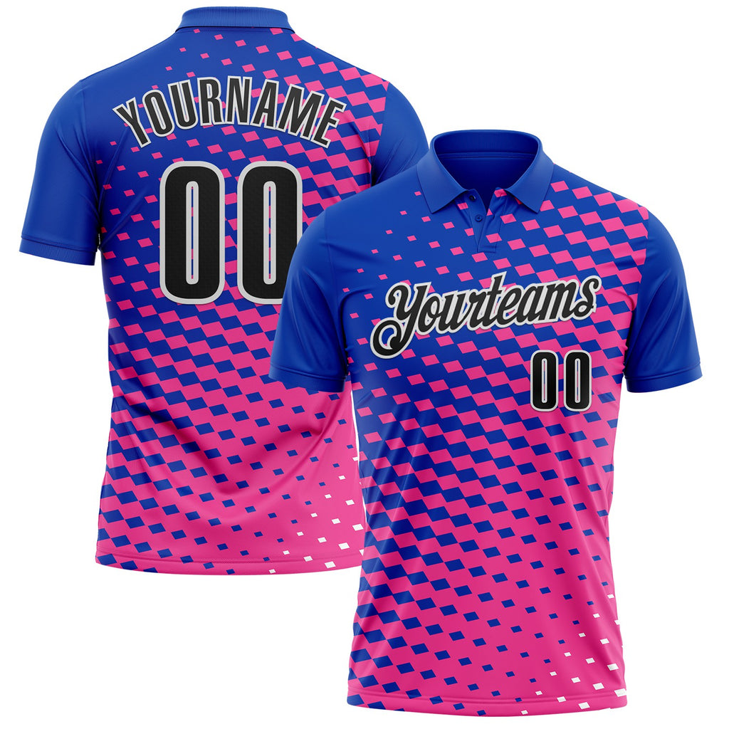 Custom Thunder Blue Black Pink-White Esports Performance Polo Shirt