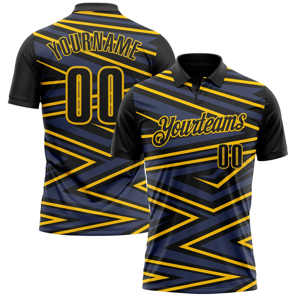 Custom Black-Yellow Esports Performance Polo Shirt