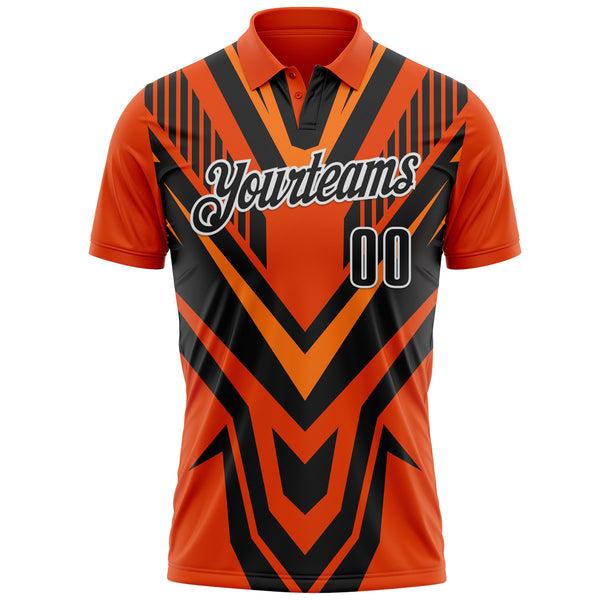 Custom Orange Black-White Esports Performance Polo Shirt