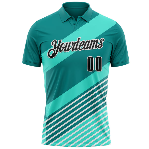Custom Green Black-White Esports Performance Polo Shirt