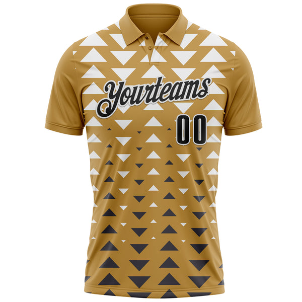 Custom Old Gold Black-White Esports Performance Polo Shirt