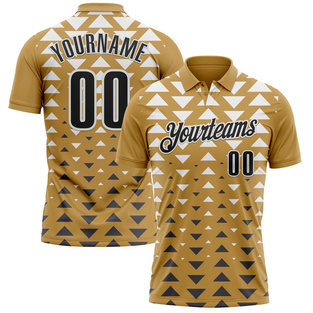 Custom Old Gold Black-White Esports Performance Polo Shirt