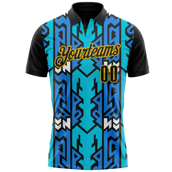Custom Black Blue-Yellow Esports Performance Polo Shirt