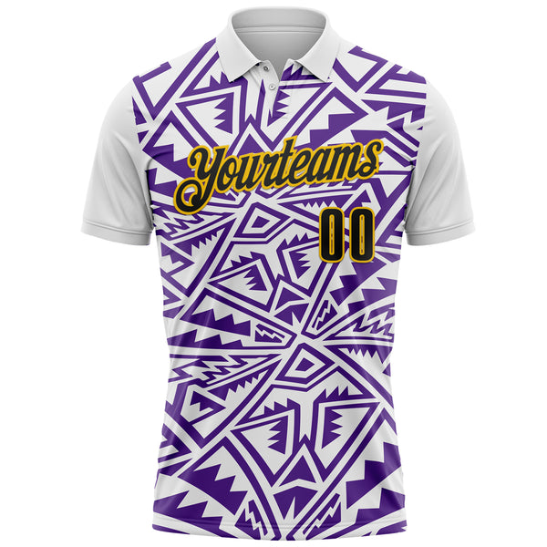 Custom White Black Purple-Yellow Esports Performance Polo Shirt