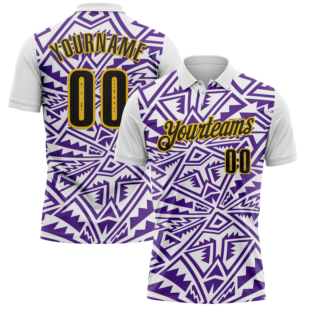 Custom White Black Purple-Yellow Esports Performance Polo Shirt