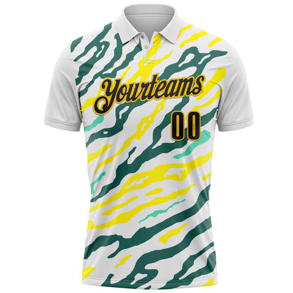 Custom White Black Light Yellow Green-Yellow Esports Performance Polo Shirt