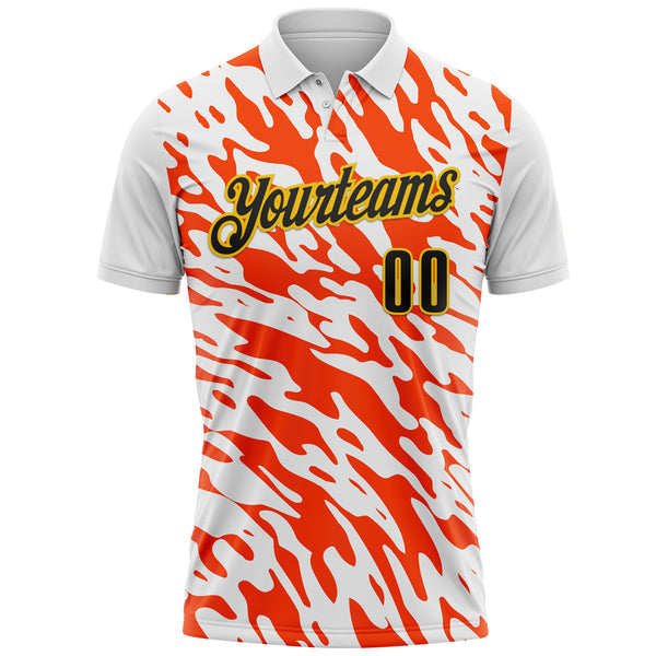 Custom White Black Orange-Yellow Esports Performance Polo Shirt