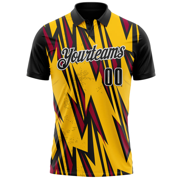 Custom Yellow Black Red-White Esports Performance Polo Shirt