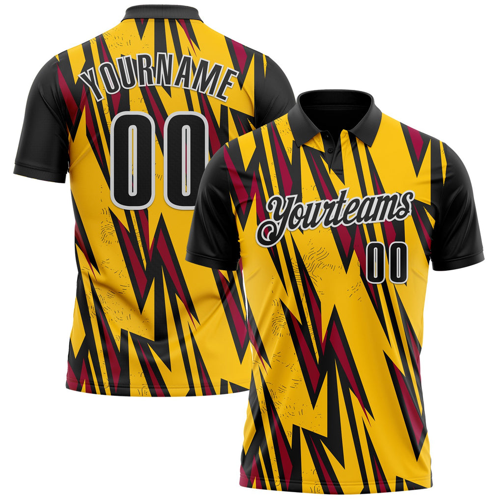 Custom Yellow Black Red-White Esports Performance Polo Shirt