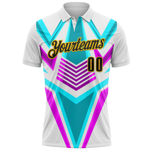 Custom White Black Green Purple-Yellow Esports Performance Polo Shirt