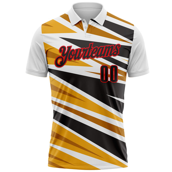 Custom White Black Yellow-Fire Red Esports Performance Polo Shirt