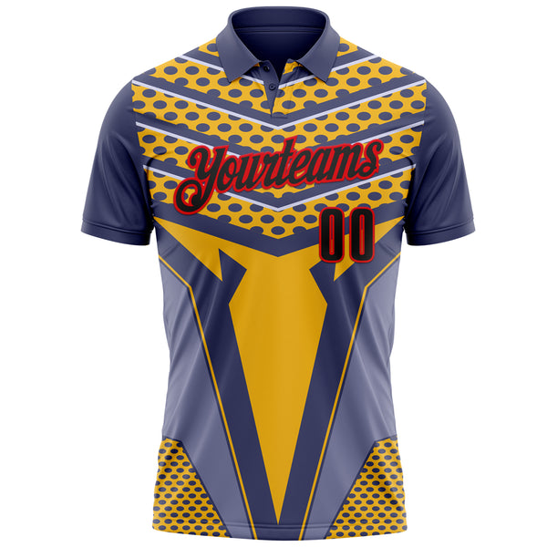 Custom Blue Black Yellow-Fire Red Esports Performance Polo Shirt