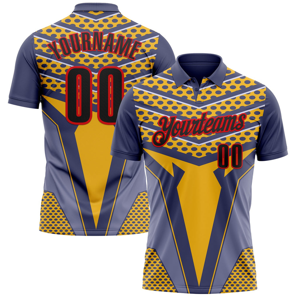 Custom Blue Black Yellow-Fire Red Esports Performance Polo Shirt