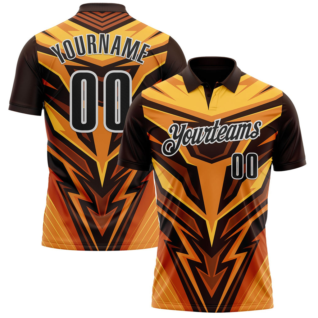 Custom Brown Black Yellow-White Esports Performance Polo Shirt