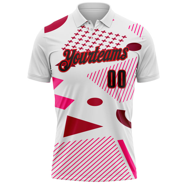 Custom White Black Pink-Fire Red Esports Performance Polo Shirt