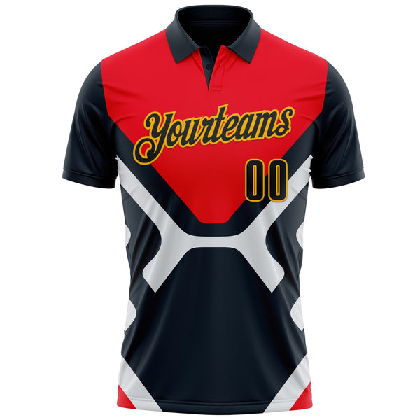 Custom Blue Black Red-Gold Esports Performance Polo Shirt