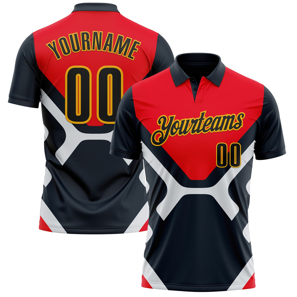 Custom Blue Black Red-Gold Esports Performance Polo Shirt