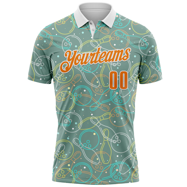 Custom Green Bay Orange-White Bowling Ball And Pins Performance Polo Shirt