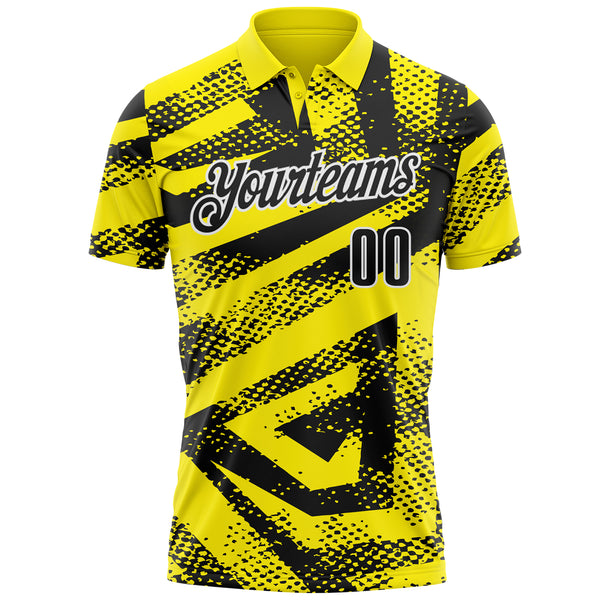Custom Light Yellow Black-White Abstract Geometric Performance Polo Shirt