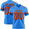 Custom Powder Blue Orange-Black Authentic Football Jersey