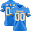 Custom Powder Blue White-Old Gold Authentic Football Jersey