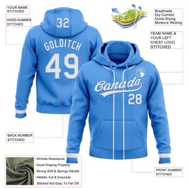 Custom Stitched Powder Blue White-Powder Blue Baseball Pullover Sweatshirt Hoodie