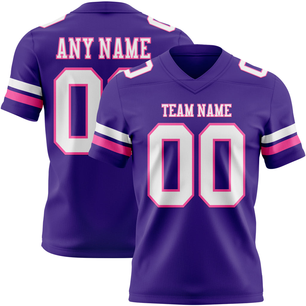 Custom Purple White-Pink Mesh Authentic Football Jersey