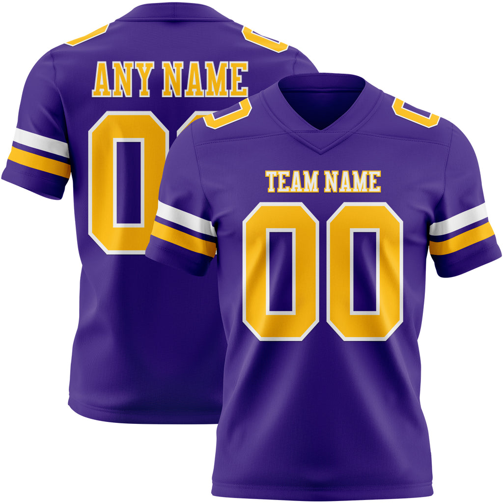Custom Purple Gold-White Mesh Authentic Football Jersey