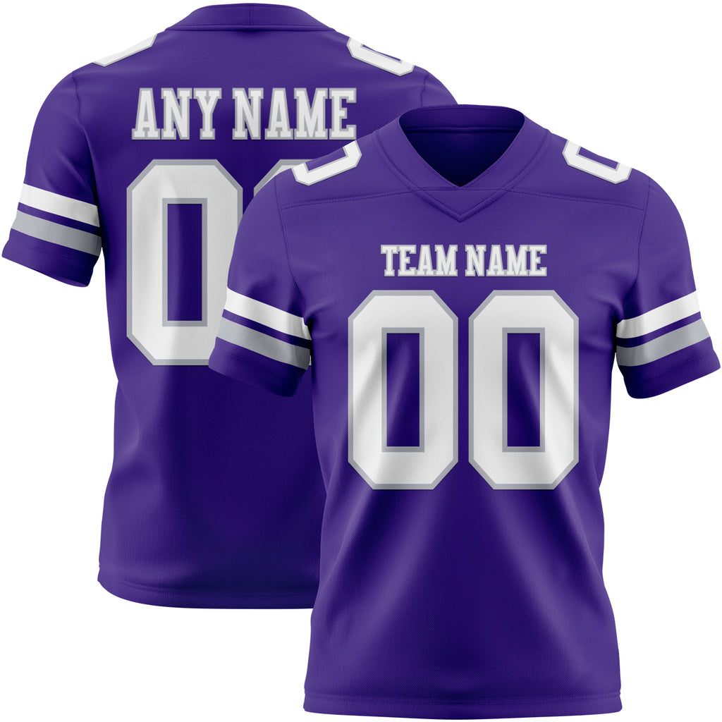 Custom Purple White-Gray Mesh Authentic Football Jersey