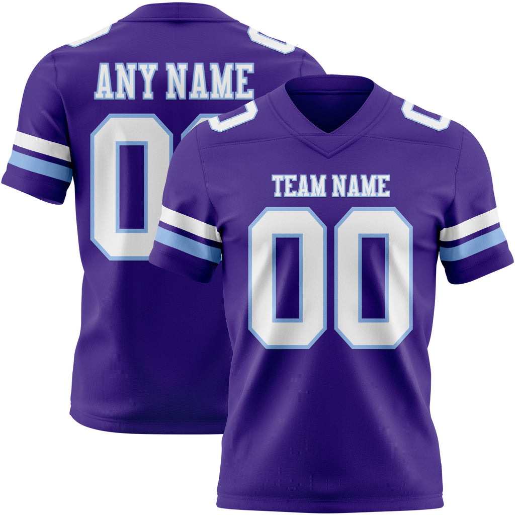 Custom Purple White-Light Blue Mesh Authentic Football Jersey