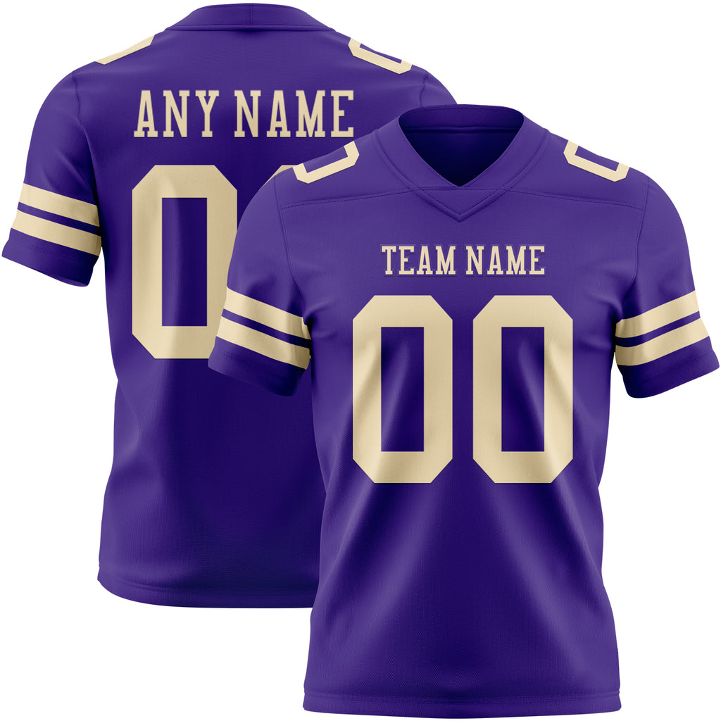 Custom Purple Cream Mesh Authentic Football Jersey