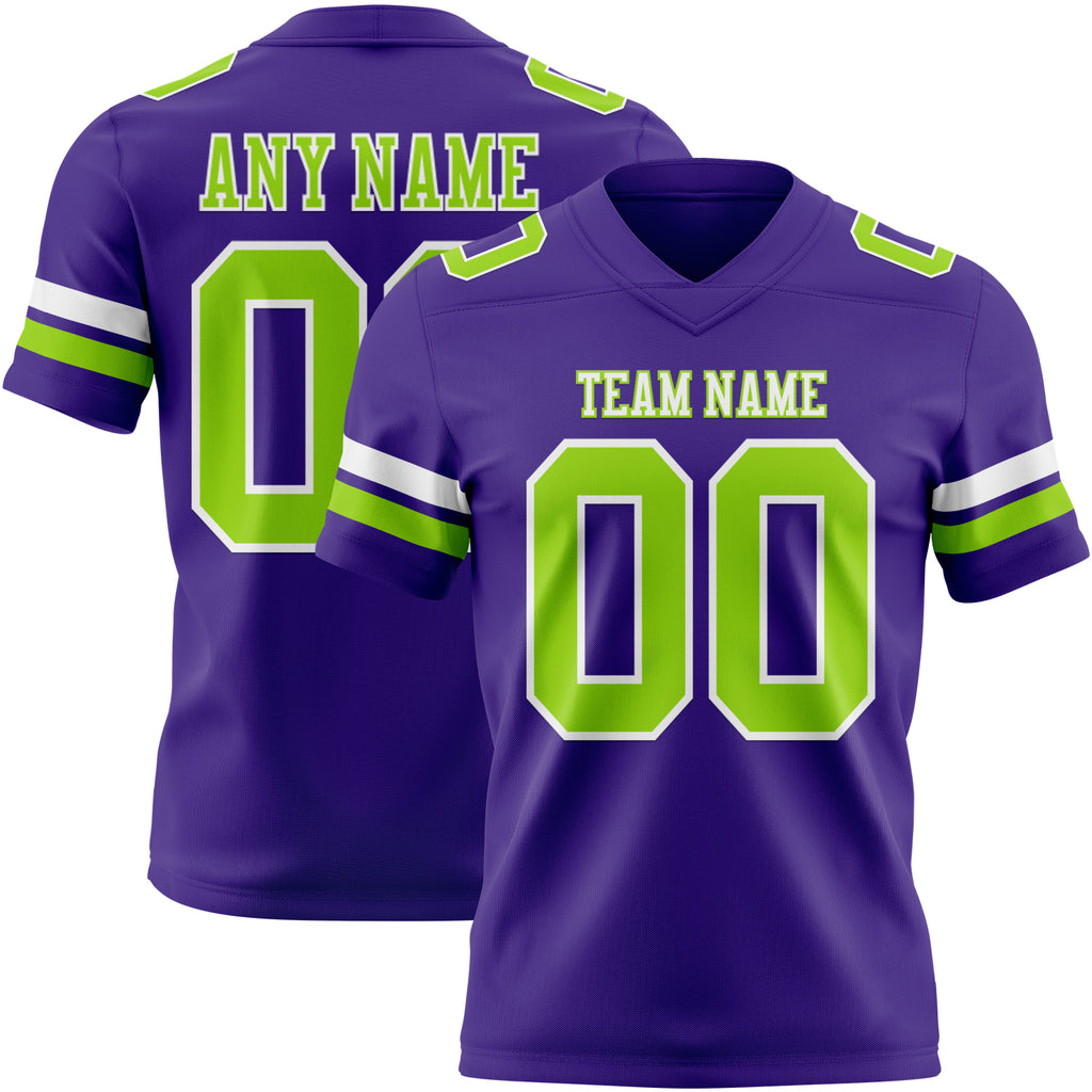 Custom Purple Neon Green-White Mesh Authentic Football Jersey
