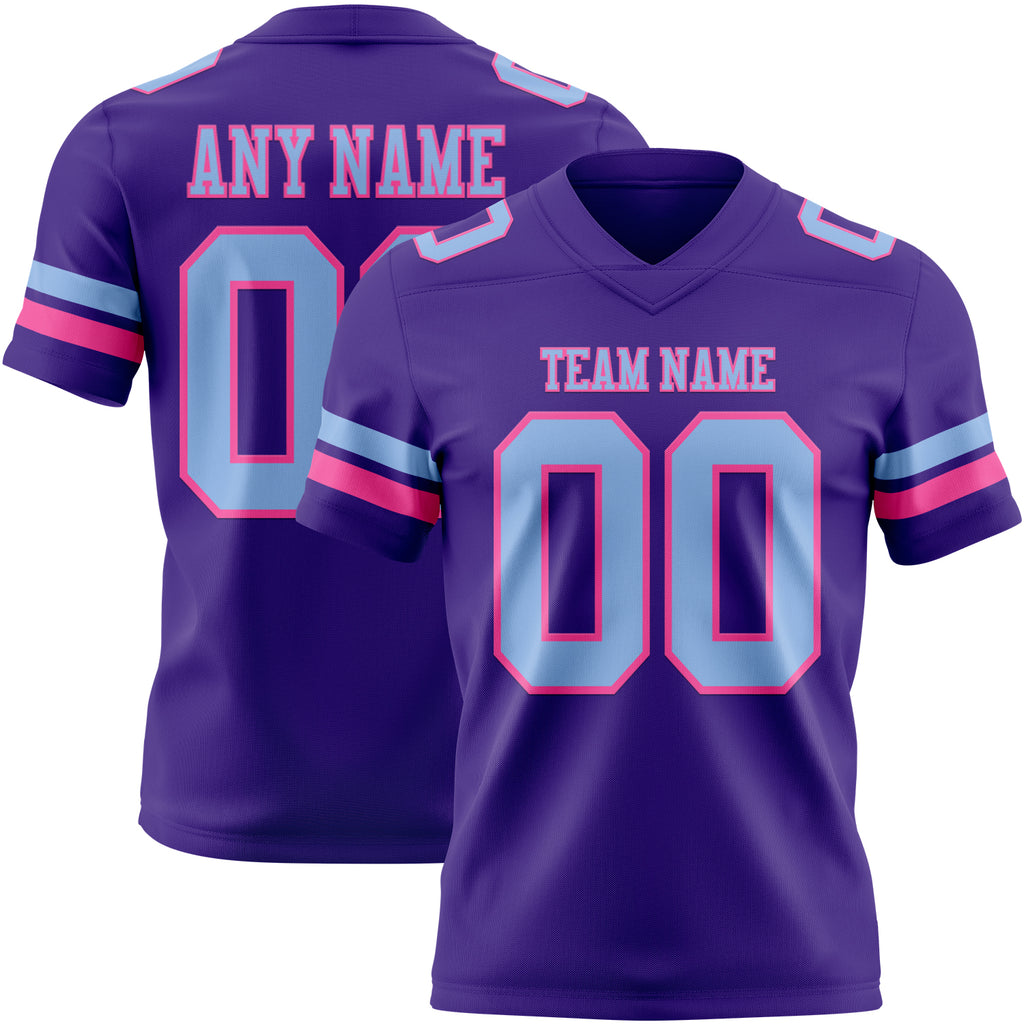 Custom Purple Light Blue-Pink Mesh Authentic Football Jersey