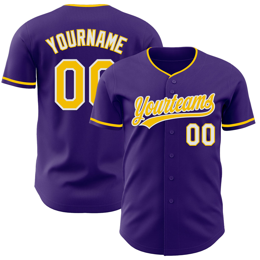 Custom Purple Yellow-White Authentic Baseball Jersey