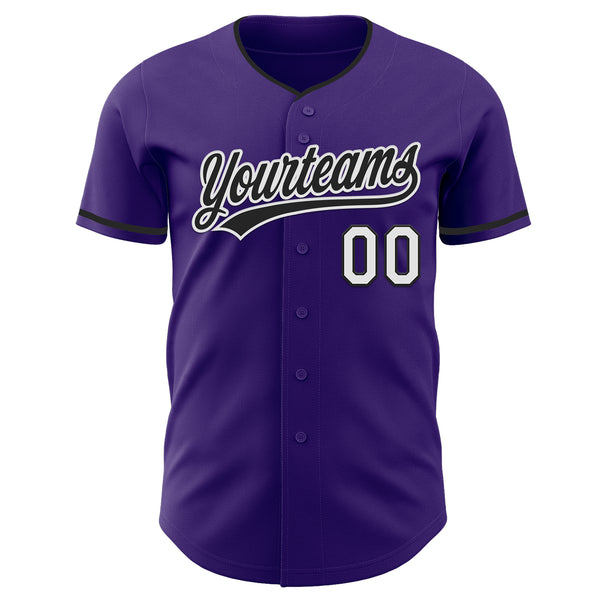 Custom Purple Black-White Authentic Baseball Jersey