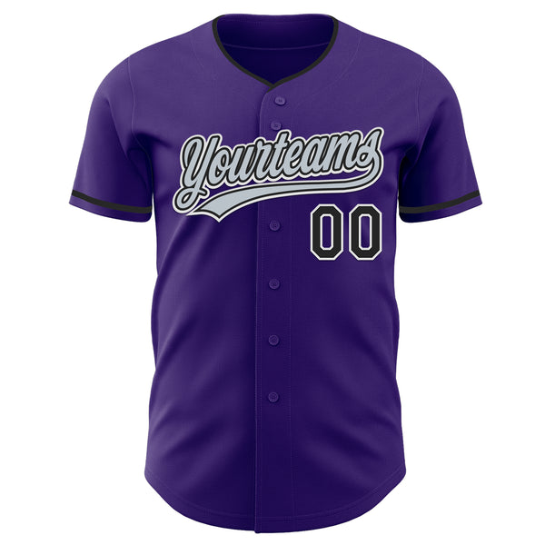 Custom Purple Black-White Authentic Baseball Jersey
