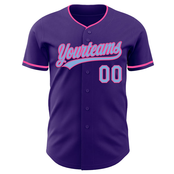 Custom Purple Light Blue-Pink Authentic Baseball Jersey