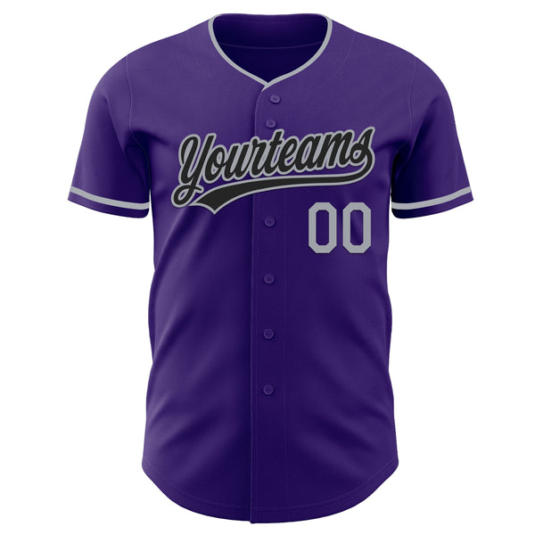 Custom Purple Black-Gray Authentic Baseball Jersey