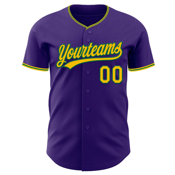 Custom Purple Yellow-Kelly Green Authentic Baseball Jersey