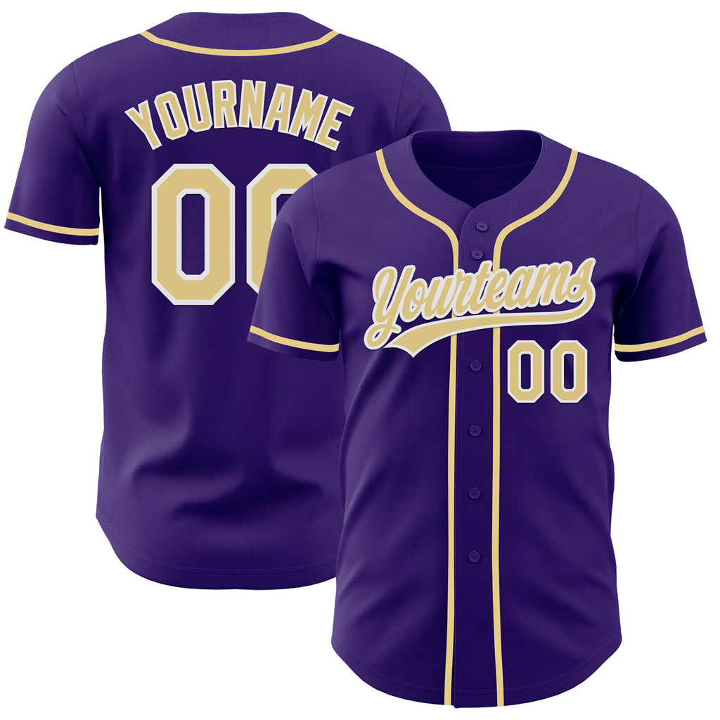 Custom Purple Vegas Gold-White Authentic Baseball Jersey