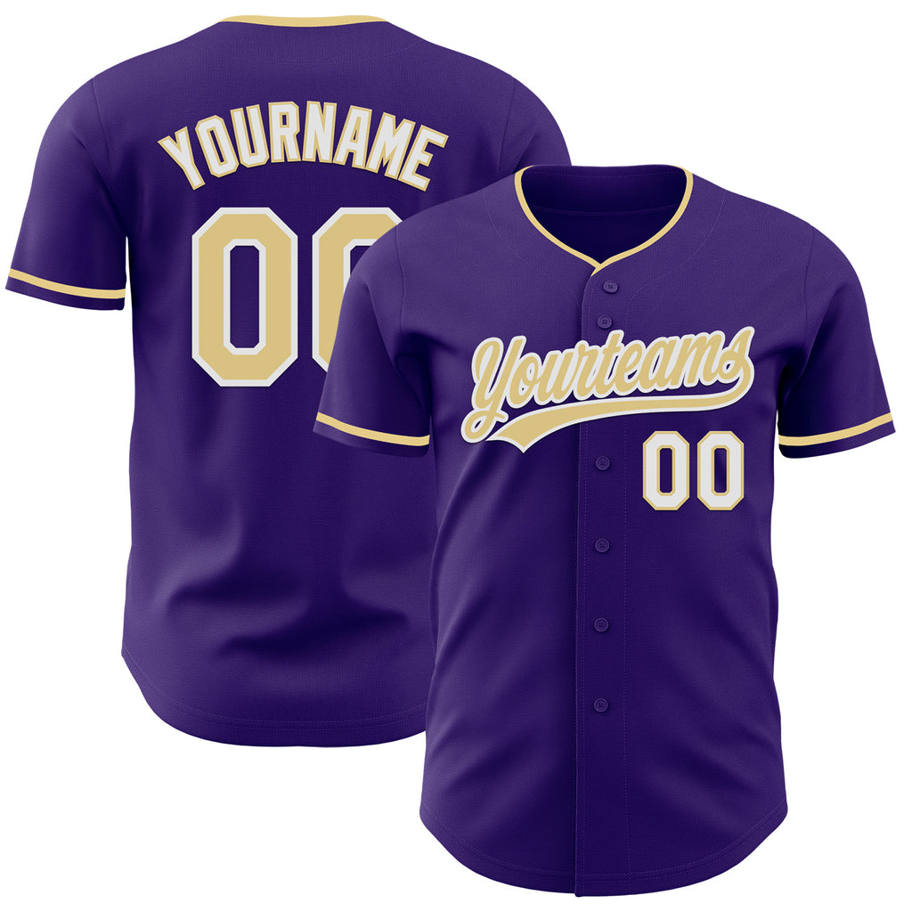 Custom Purple Vegas Gold-White Authentic Baseball Jersey