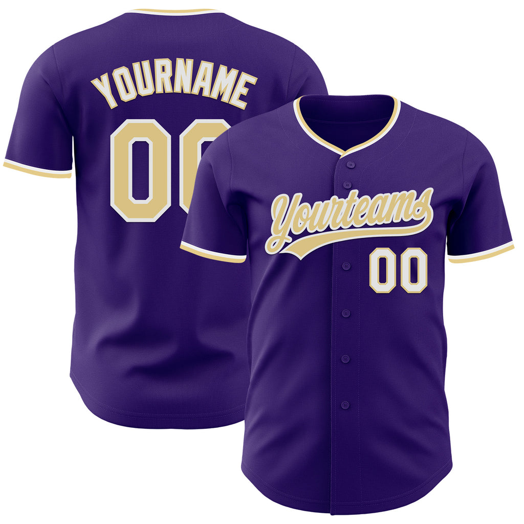 Custom Purple Vegas Gold-White Authentic Baseball Jersey