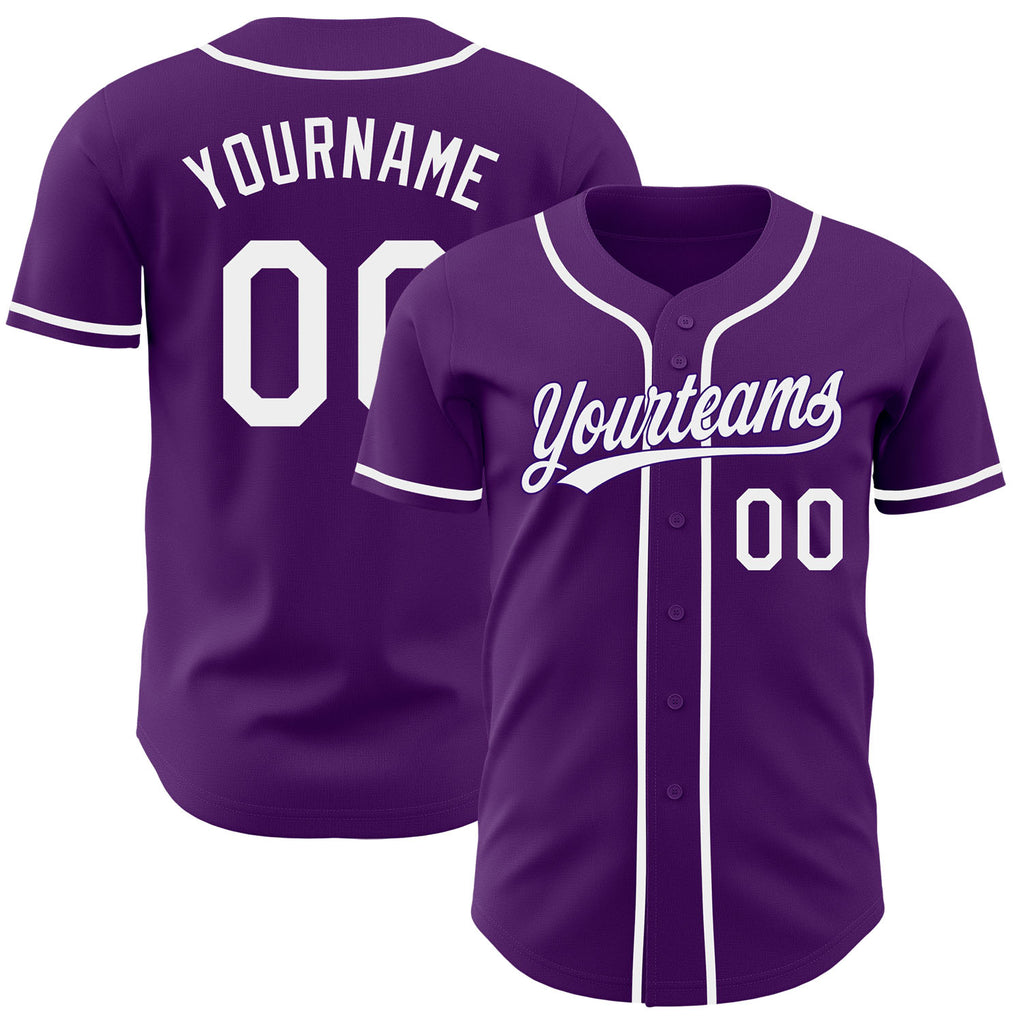 Custom Purple-White Authentic Baseball Jersey