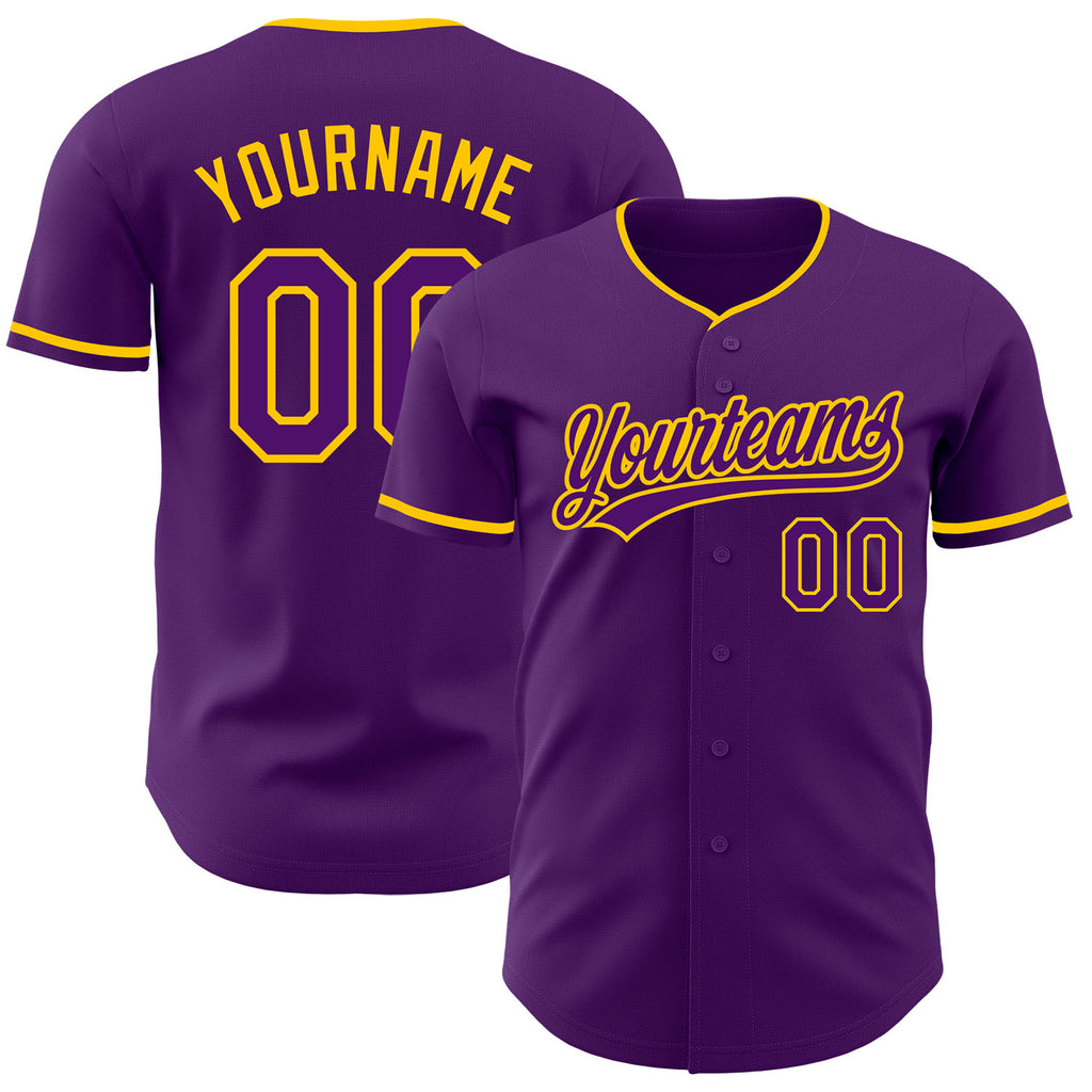 Custom Purple-Yellow Authentic Baseball Jersey