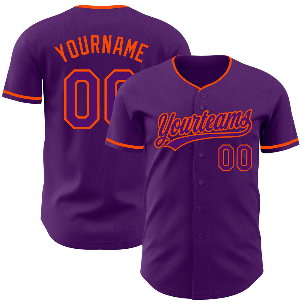 Custom Purple-Orange Authentic Baseball Jersey